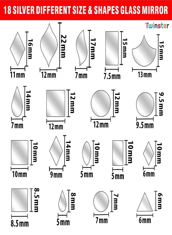 Twinster Mirrors for Craft Work (18 Different Shapes, 2450 Total Pieces) Lippan Art Craft Materials Kit Decorative Mirrors DIY Best Kit - Image 5